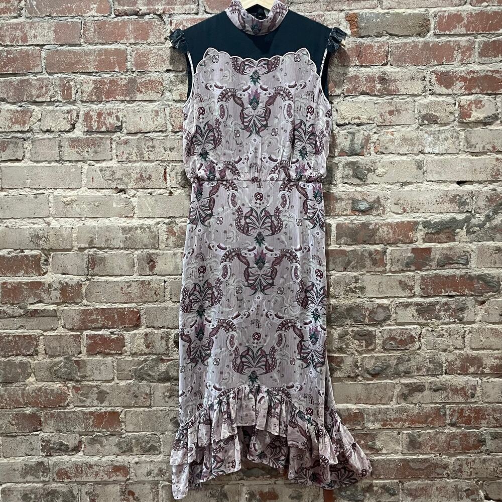 Saloni Isla Scallop Dress - Sleeves Altered - Size 4 - Picture 2 of 9